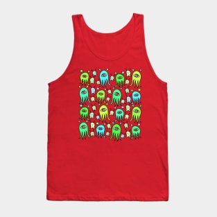 One Eyed Monsters and Scary Ghosts Pattern Tank Top